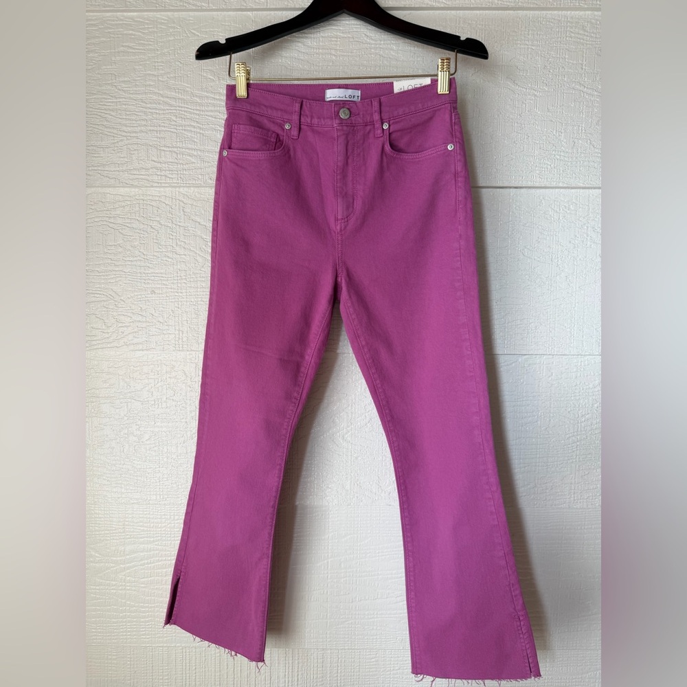 LOFT Kick Crop High Rise Jeans Size 25/0 NWT Purple 27” Inseam